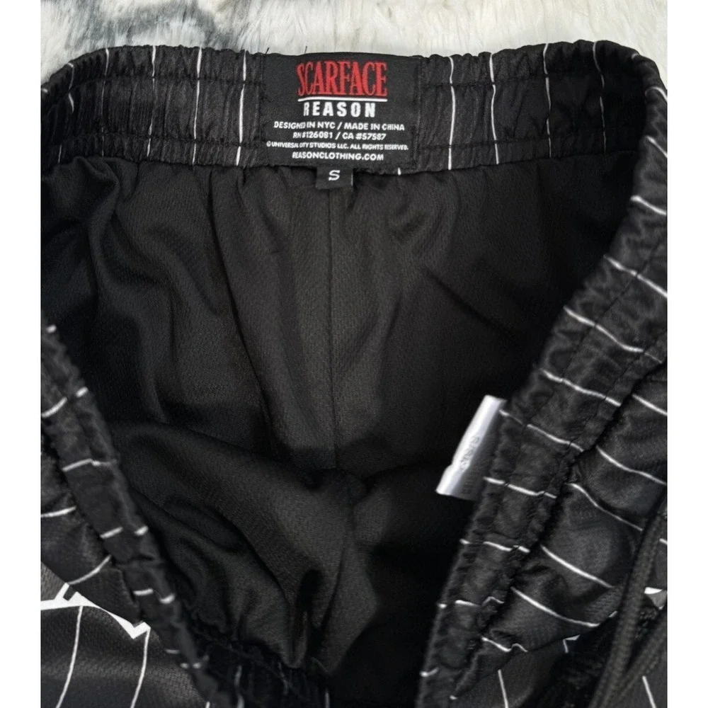 REASON Scarface Mesh Pinstripe Shorts‎ Black Men's Size S *NEW* $49